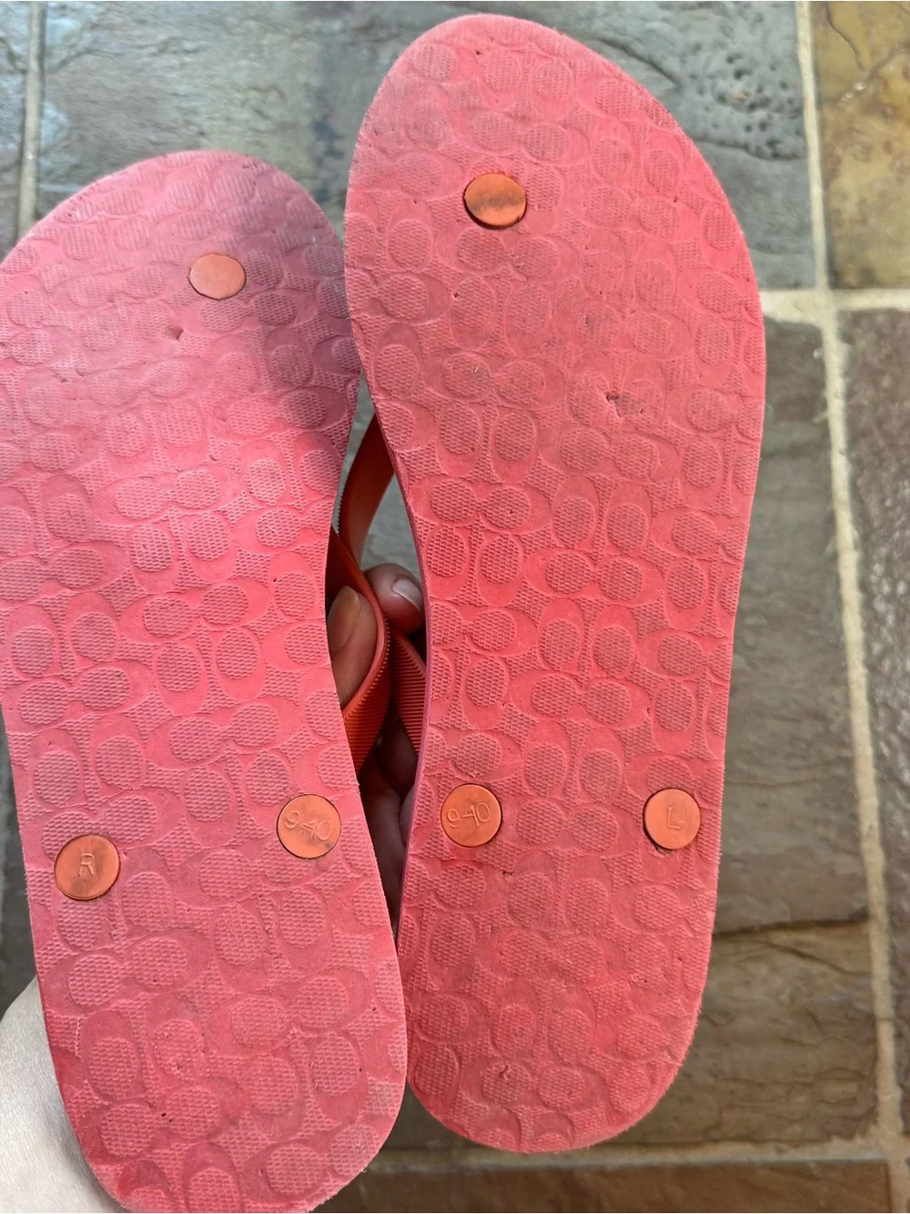 Coach Coral Polka Dot Flip Flop Sandals